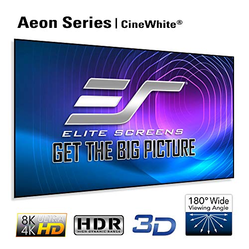 Elite Screens AR100WH2 Serie Aeon, 100 Pulgadas Diagonal, relación de aspecto 16:9, Pantalla de proyección 4K de marco fijo sin bordes para cine en casa