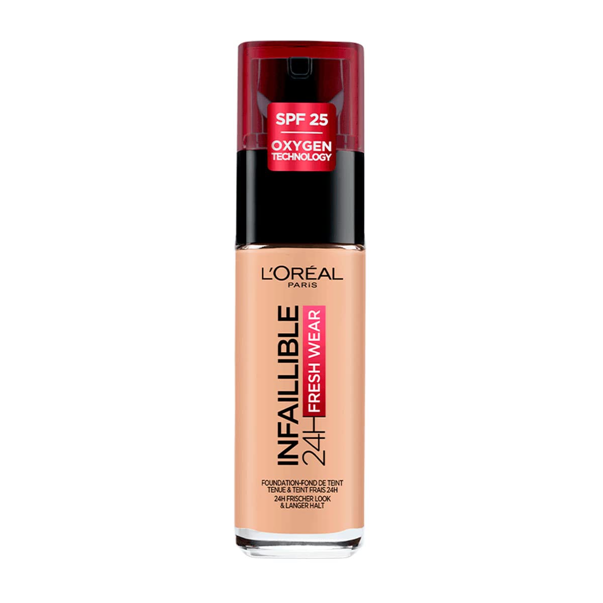 L´Oréal Paris, Base de maquillaje en polvo de larga duración, Infallible 24h Freshwear, Tono120 Vanilla, 9gr + L´Oréal Paris, Base de maquillaje líquida de larga duración,Tono 125 Natural Beige, 30ml
