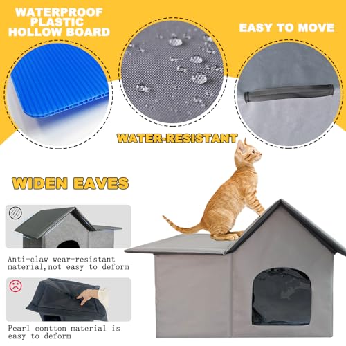 Casa para gatos al aire última intervensión, casa para gatos Feral aislada con alfombrilla y clip, resistente a la intemperie y aislada, camas para gatos para gatos, gatitos, cachorros, nunca soplan lejos