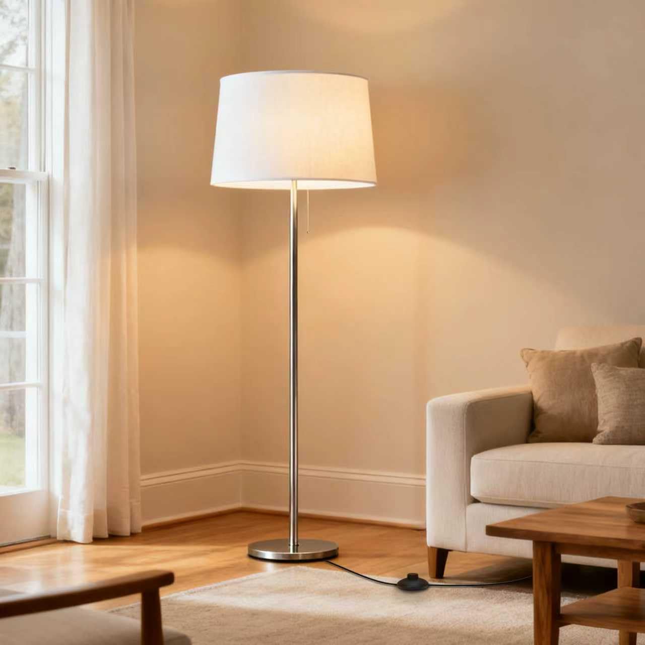 Coolneon - Interruptor de pie de apagado/encendido de 182.88 cm en el medio del cable de cierre, enchufe polarizado, AWG18 250 VAC cable de extensión para lámpara de pie, lámpara de mesa
