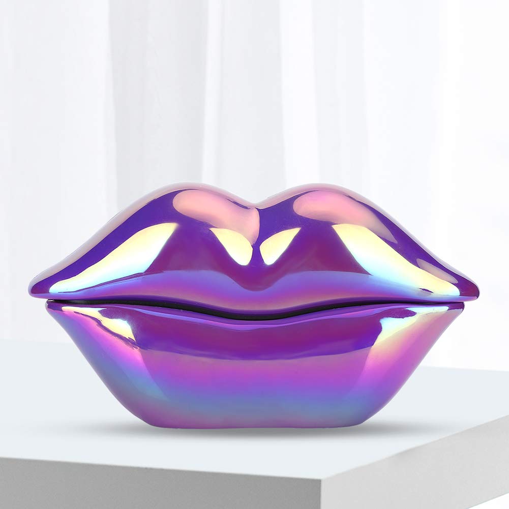 Teléfono Fijo de Escritorio Con Forma de Labios Morados - Electrochapado, Creativo, Lindo y Brillante - Con Cable