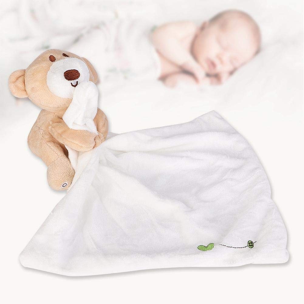 Hztyyier Manta de Animales Seguros para bebés Manta De Seguridad Suave Oso De Peluche Oso De Felpa Manta De Confort Juguete Calmante para Niños Pequeños()