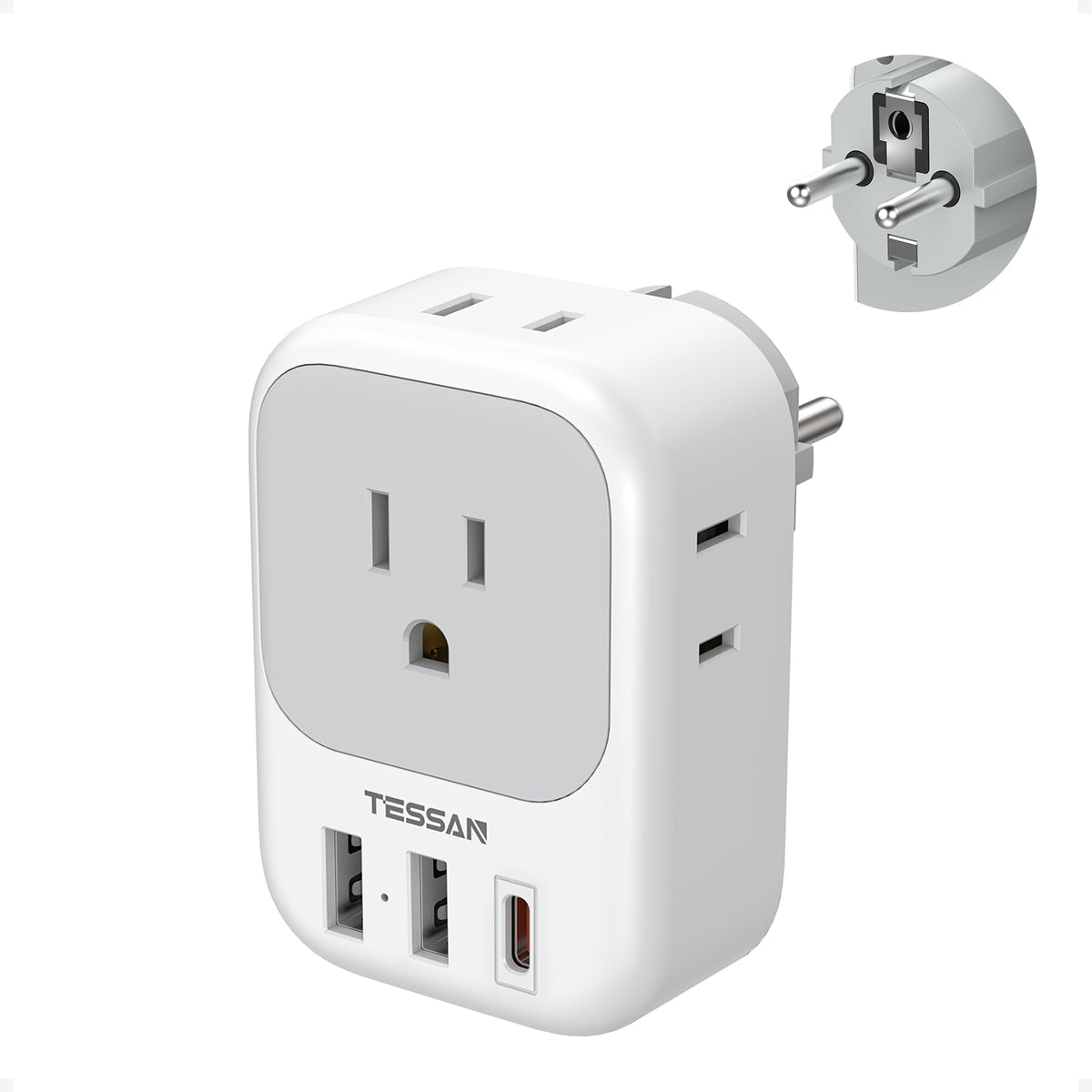 Adaptador de Viaje TESSAN Alemania Francia
