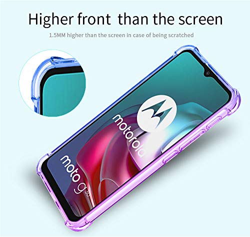 DABUNA Funda para Moto G10 y G30 y G10 Power y G20 Case Uso Rudo,Transparente Colores Degradados Protectora de Cámara Anticaída Carcasa Bumper(Púrpura Azul)