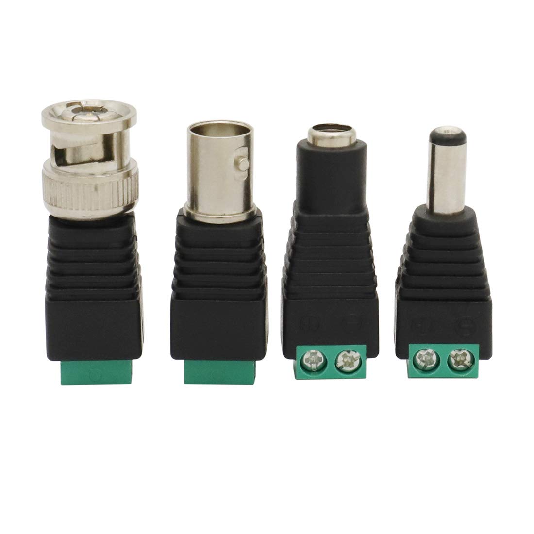 Didamx 40 unidades macho hembra DC Power Jack adaptador y BNC macho hembra Balun conector para cámara de seguridad CCTV