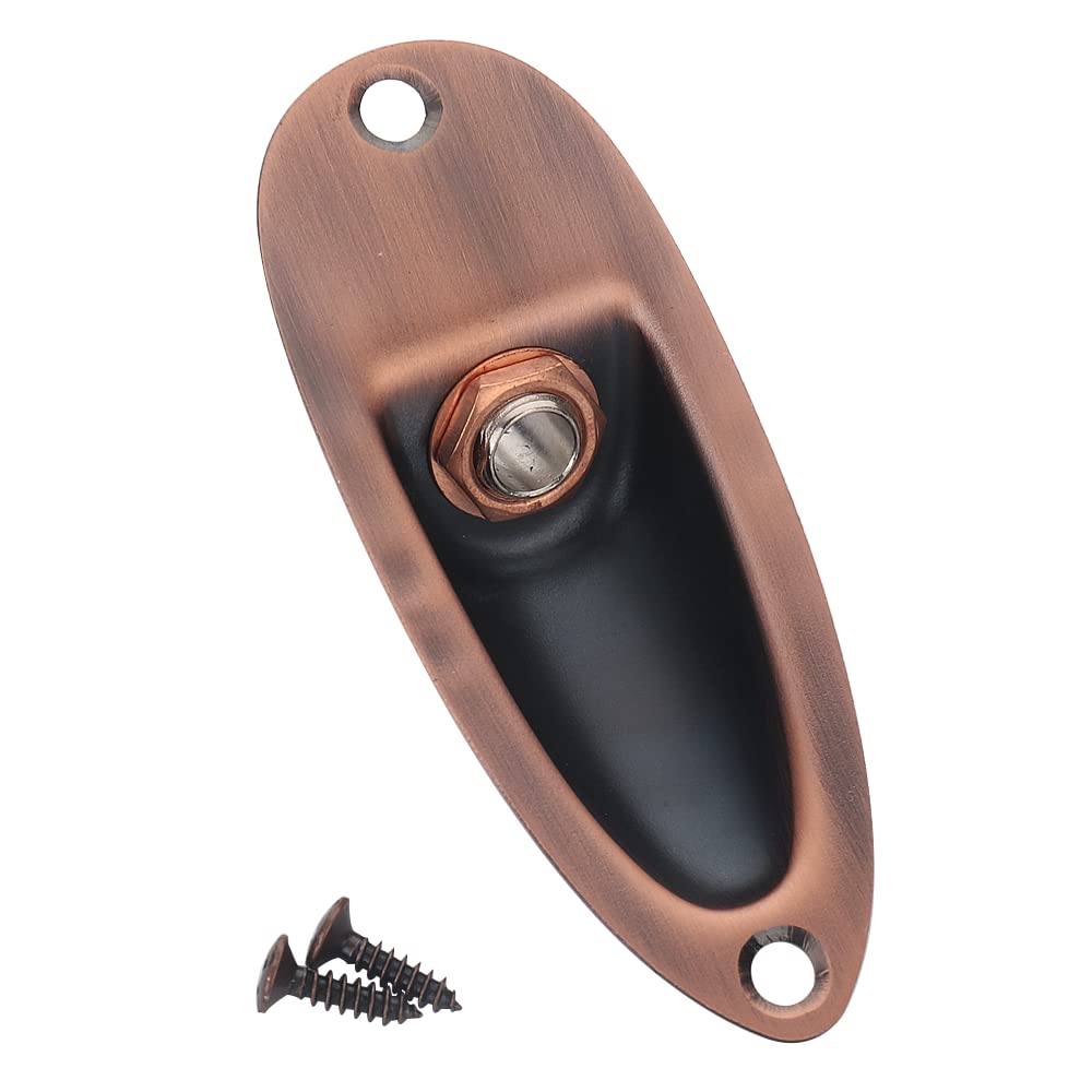 XIYANGJUAN - Conector de entrada para guitarra, cobre, color rojo, estilo barco, 1/4 pulgadas, con carga, salida de guitarra, casquillo para guitarra eléctrica Fender Strat Stratocaster (cobre rojo)