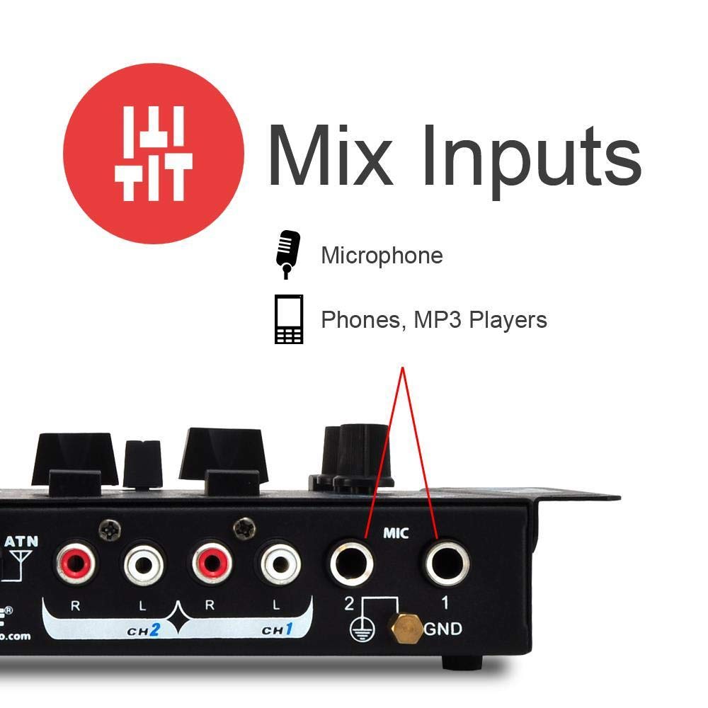 Mezcladora de Audio Inalámbrica Pyle Azul con Controlador DJ Bluetooth y 3 Canales