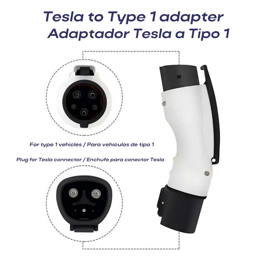 Adaptador NACS a J1772 Multzo Negro Compacto y Portátil para Vehículos Eléctricos