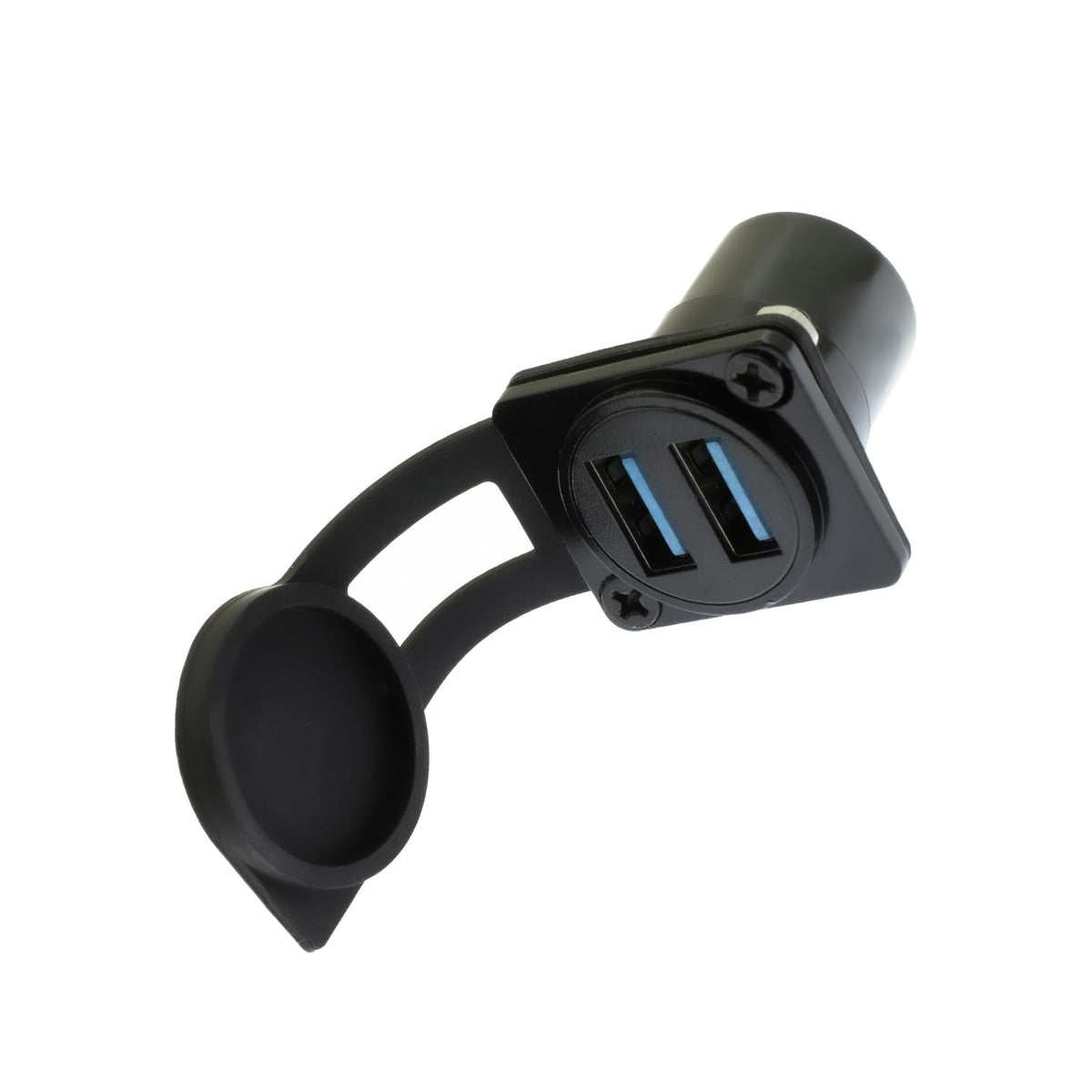 Adaptador de Montaje USB 3.0 YiKaiEn Negro Dual Hembra a Hembra con Cubierta Impermeable para Transferencia de Datos de 5 Gbps