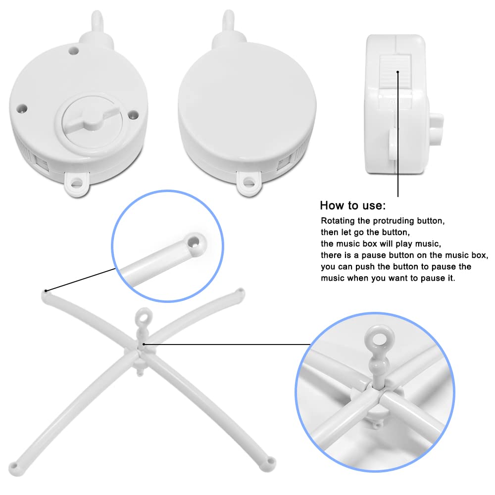 FineGood - Móvil para bebé con caja musical - Móvil para cuna o cama - Soporte para campana