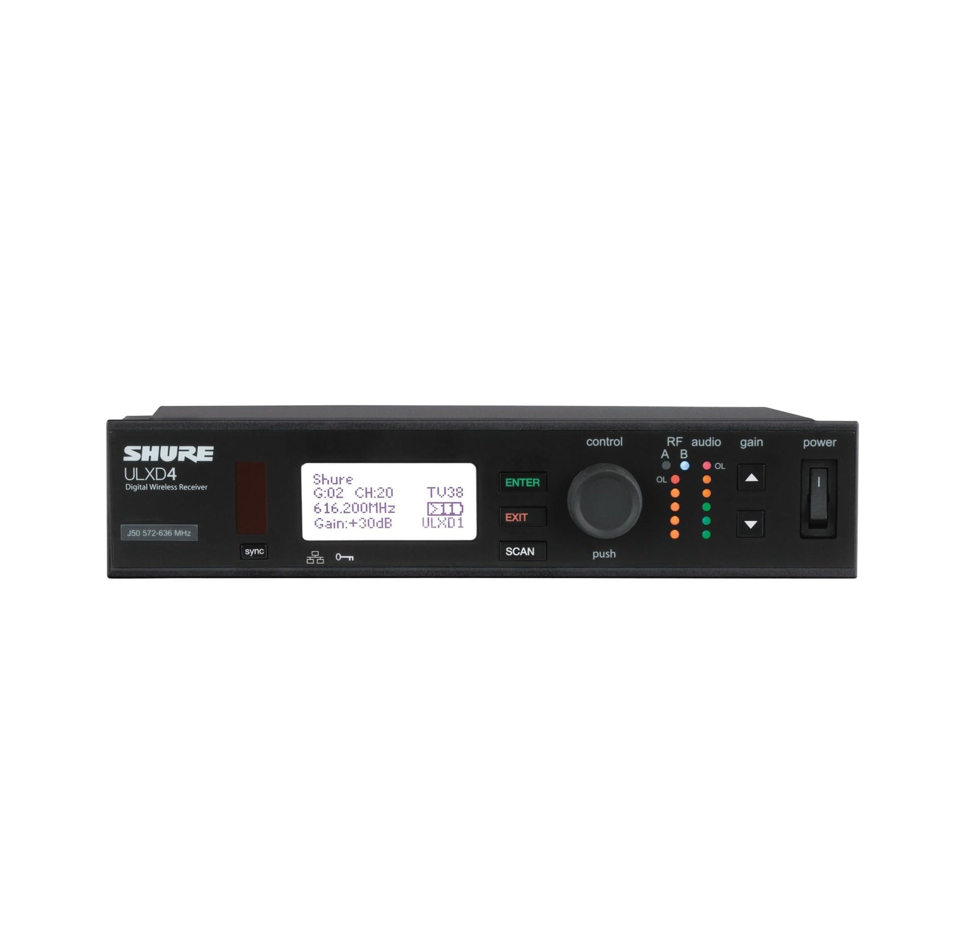 Shure ULX-D Sistema de micrófono inalámbrico, 470-534 MHz (ULXD4=-G50)
