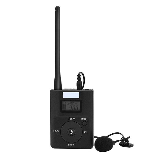 Transmisor FM Inalámbrico Wendry Negro Portátil de Baja Potencia para Turismo y Salas de Reuniones