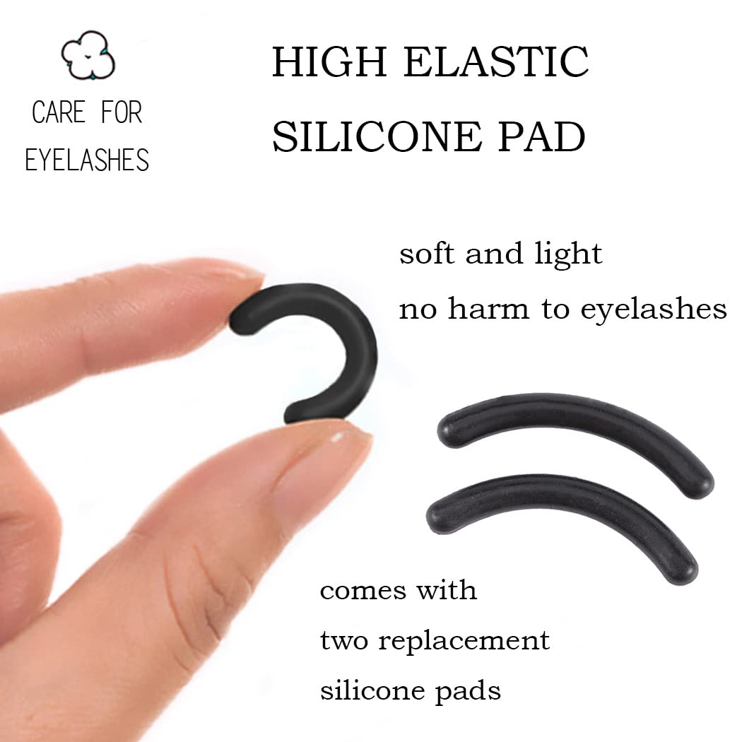 Uranian Belleza rizador de pestañas peine rizador de pestañas con 2 almohadillas de repuesto de silicona premium rizador de pestañas herramienta de maquillaje para mujeres y niñas