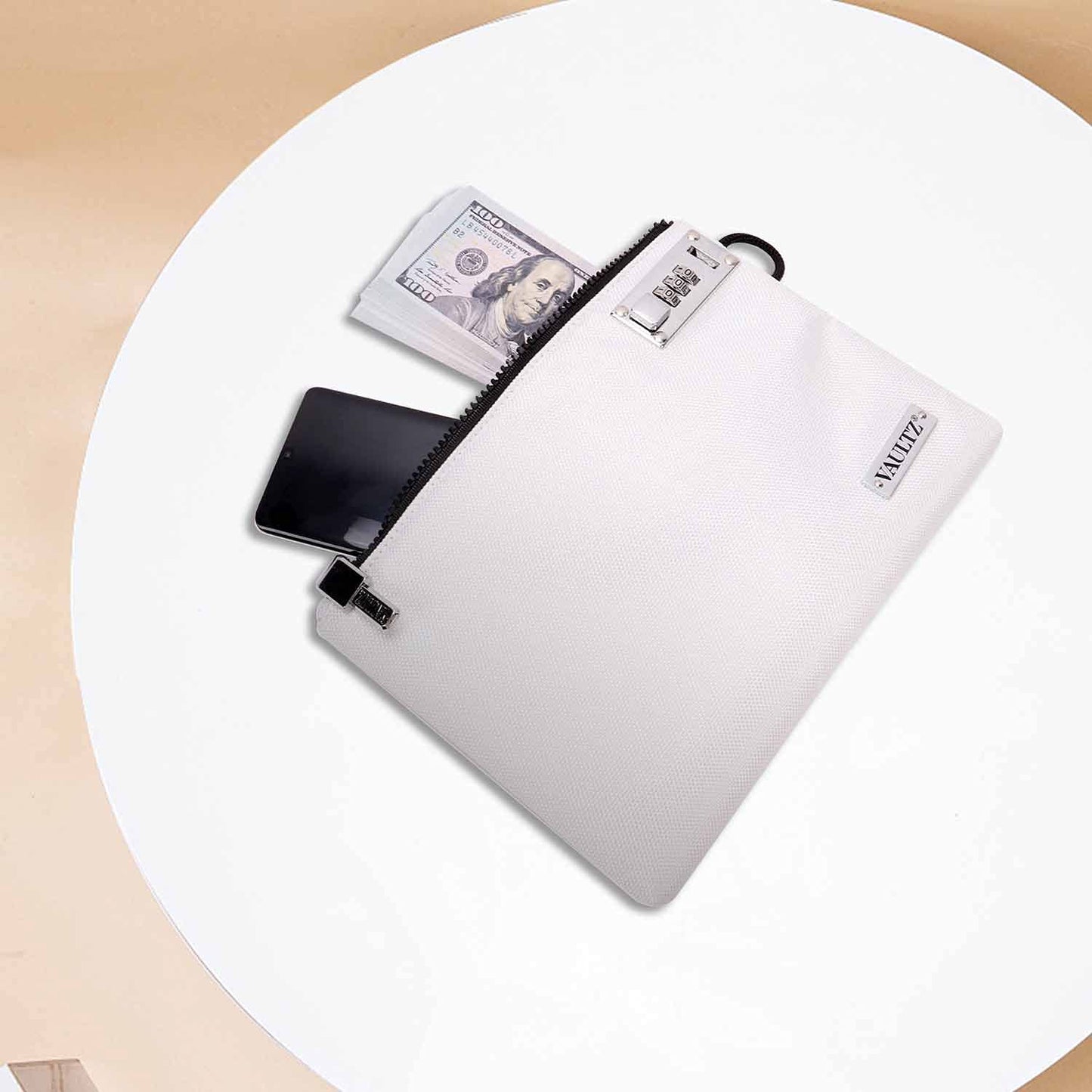 Bolsa para Dinero Vaultz Negra con Candado de Seguridad para Hombres y Mujeres