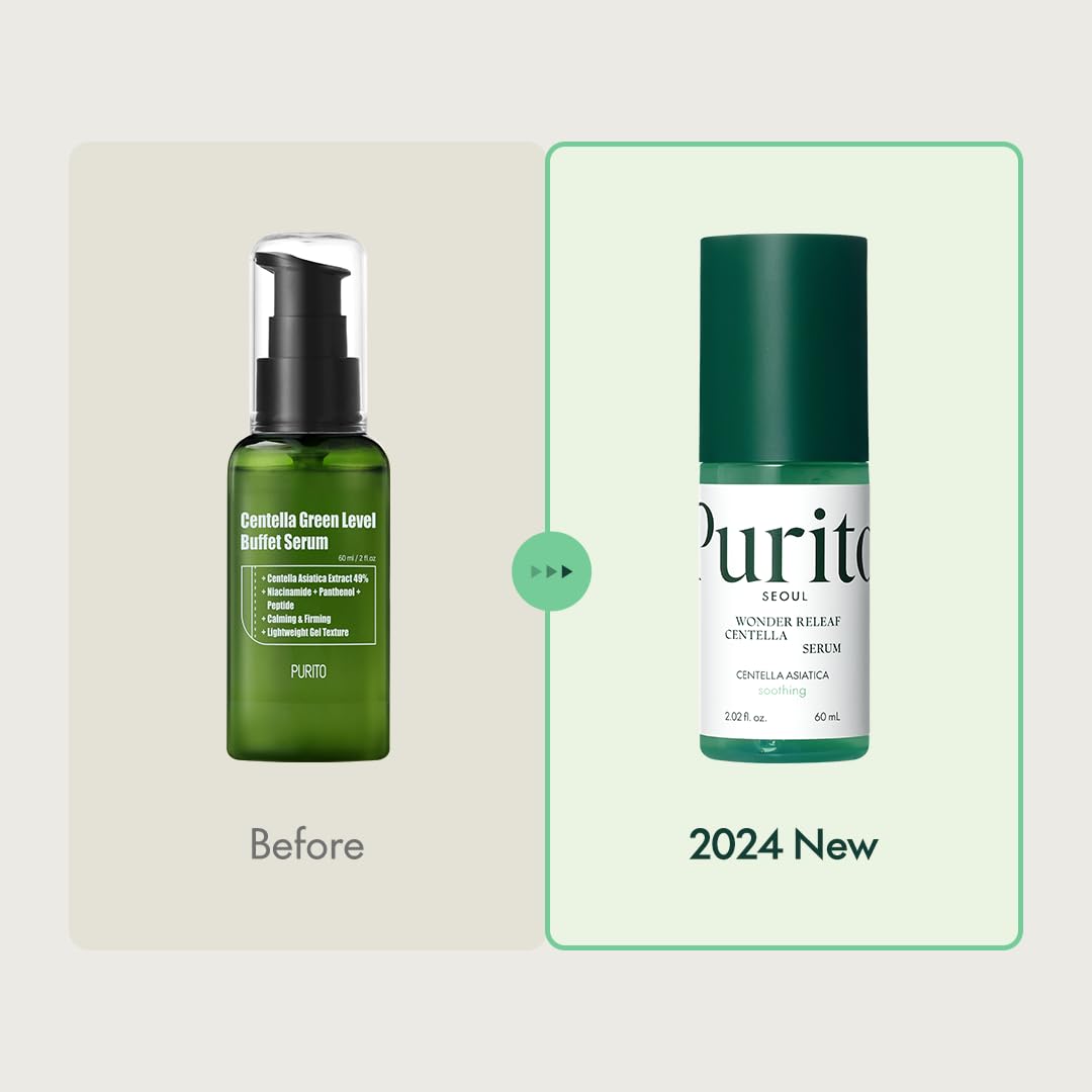 PURITO SEOUL Wonder Releaf Centella Serum Korean Centella, Ampoule, Soothing, Barrier Strengthening, Recovery Facial Serum for face, K-Beauty, 60ml 2fl.oz