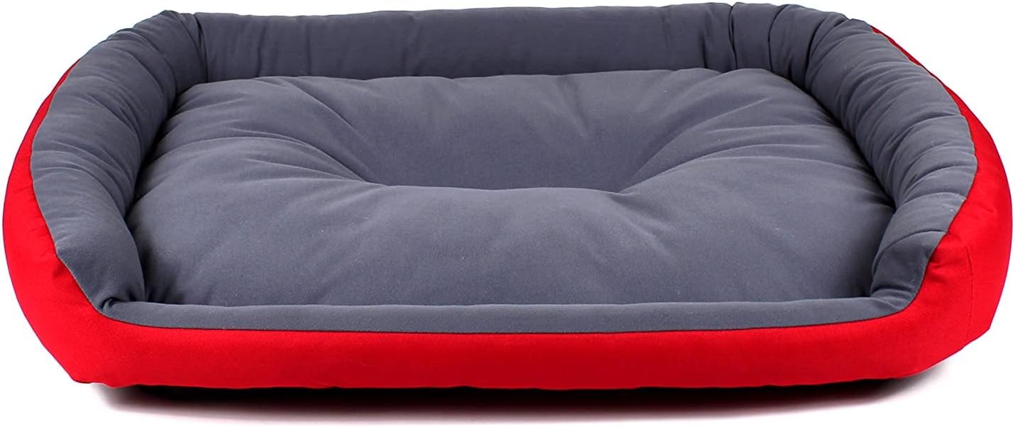 Cama para Perro PETS APPAREL HILLS Roja y Gris, Resistente y Confortable, con Relleno Suave