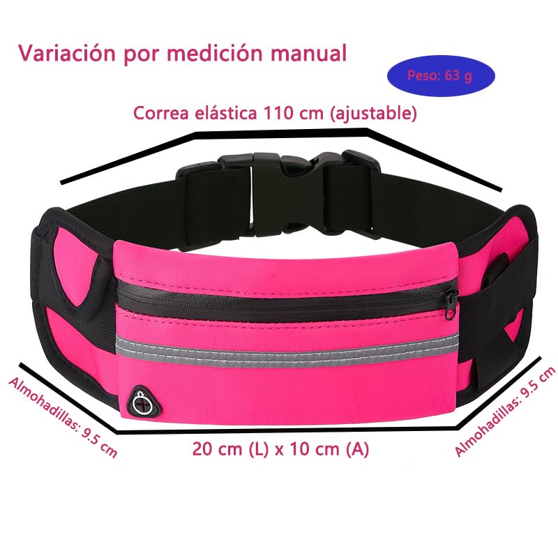 Cangurera para Correr 2 Piezas - Impermeable, Ajustable con Bandas Reflectantes - Bolsa Deportiva Unisex para Running/Hiking (Negro + Rosa)