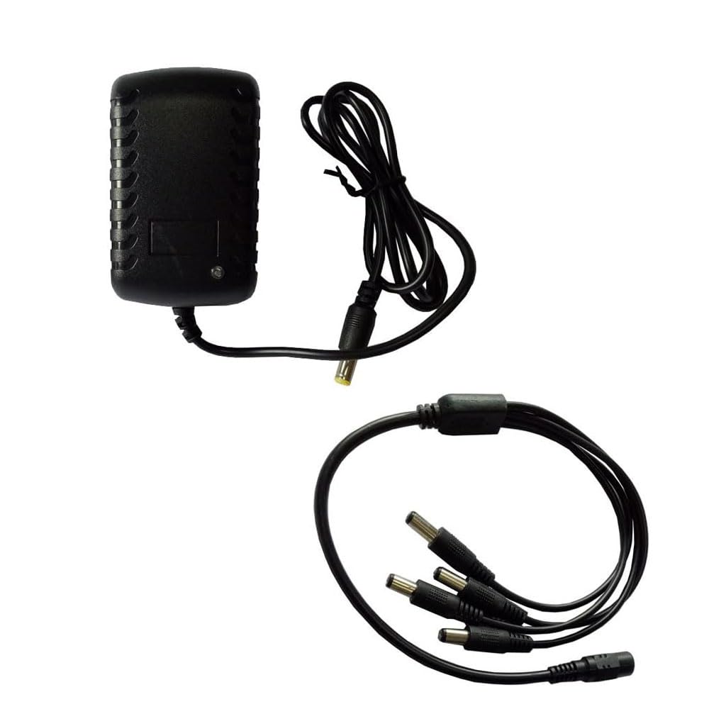 Adaptador de fuente de alimentación de cámara de seguridad AC100-240V a DC 12V 2A 24W convertidor transformador con cable divisor de alimentación de 4 puertos para sistema de vigilancia CCTV DVR