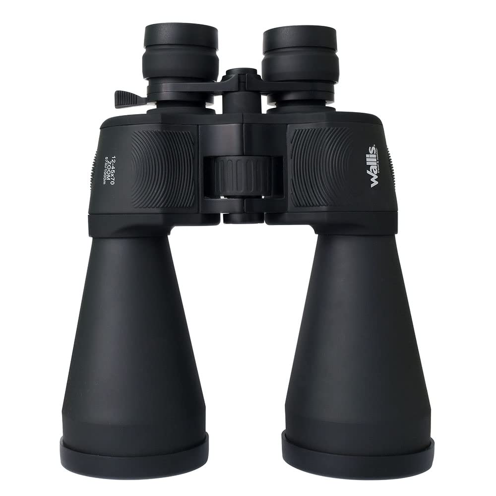 Wallis BI610310 Binocular con Zoom Tipo Porro, Negro, 12-45 x 70 mm, Revestimiento Rubicon