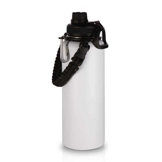 Botella Deportiva Volhoply Blanca con Mango de Paracaídas y Tapa de Boquilla