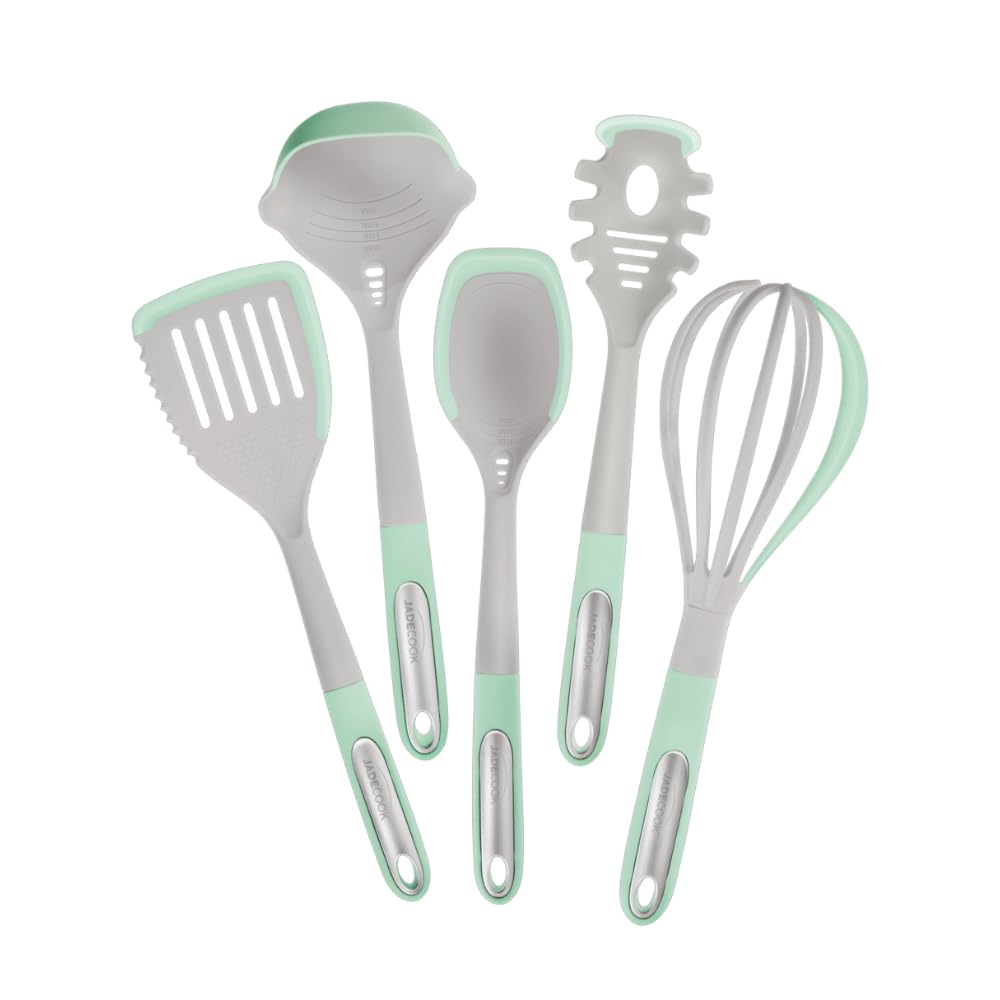 JADECOOK Batería de cocina Jade Smart antiadherente 10 piezas, mango desmontable y utensilios multipropósito con 6 capas de recubrimiento antiadherente 100% libre de tóxicos