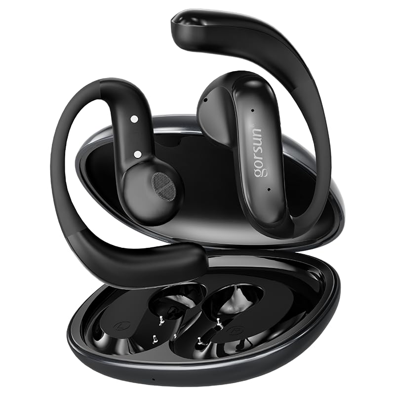 Auriculares Inalámbricos Gorsun Bluetooth 6.0 Negro con Control Táctil y Ganchos para los Oídos