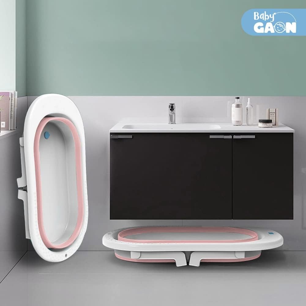 GAON Bañera Plegable para Niños, Tina con Sensor de Temperatura, Bañera Multifuncional con Orificio de Drenaje (Rosa)