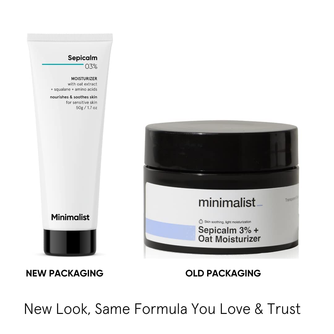 Minimalist-Hidratante facial para pieles sensibles | Alivia la rosácea, el enrojecimiento y la piel irritada | Con 3% de Sepicalm para pieles propensas al acné | Para mujeres y hombres | 1,7 oz / 50