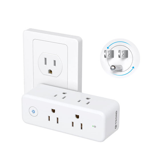 TROND Extensor de Salida Protector de sobretensiones con Enchufe Giratorio, Tira de alimentación giratoria de 3 Lados, Divisor de 6 Salidas de CA, Adaptador de Enchufe de Pared Giratorio de 3 Lados