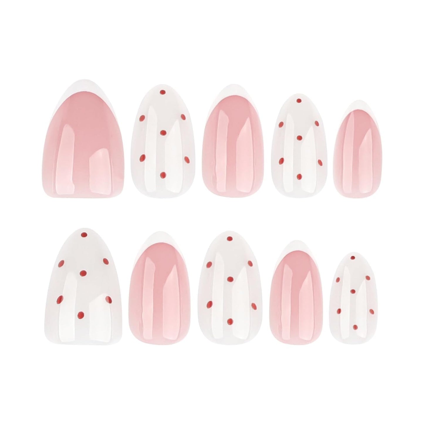 Uñas Postizas de Cortas Largas de Francesa, Adhesivas Uñas Press on Nails de Cobertura Completa, Uñas Falsas Decoradas Acrílico Natural para Mujeres y Niñas (K, 1ml)