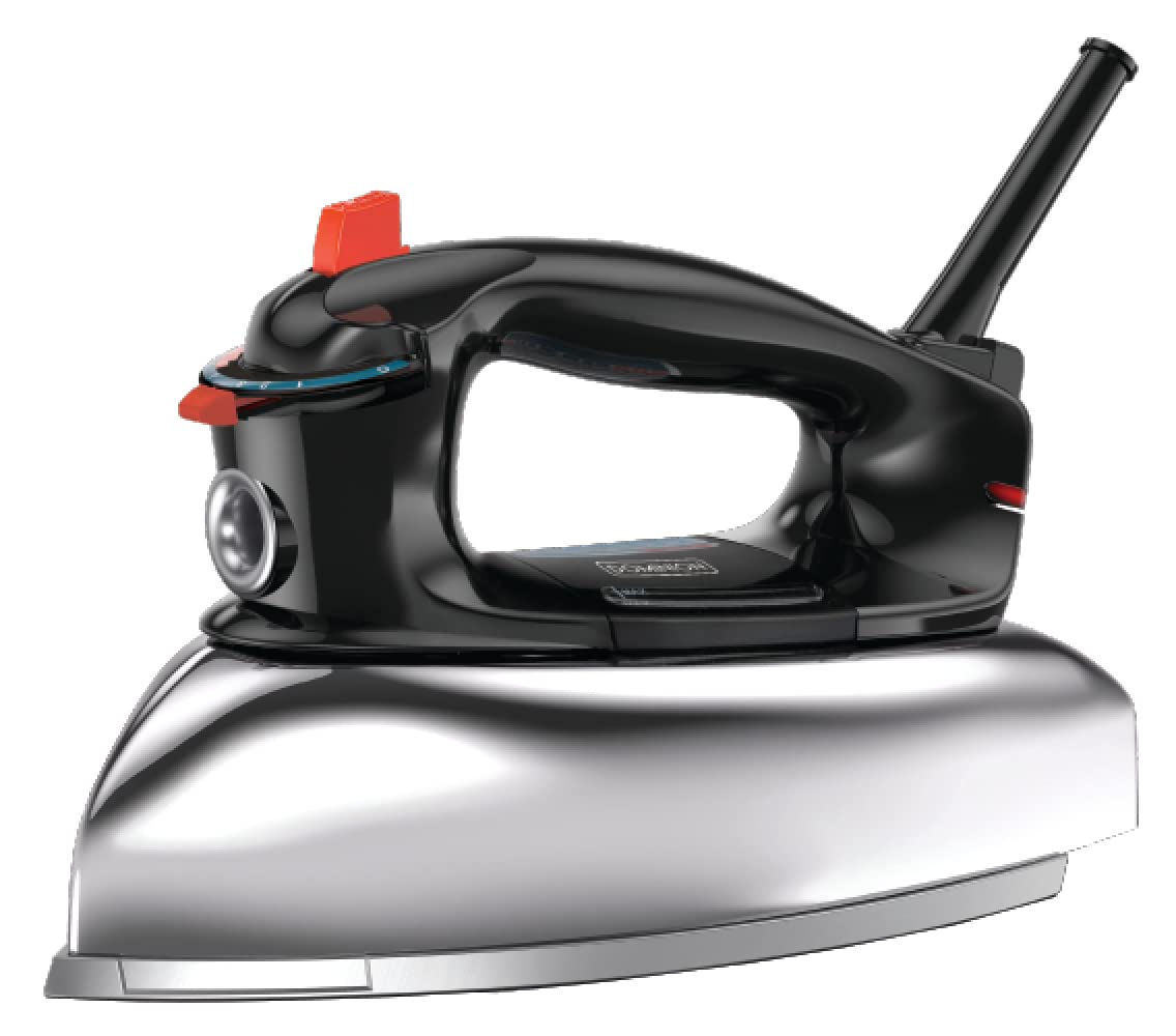 Dominion Clásica + Plancha de vapor retro de 1200 W para ropa con suela antiadherente de aluminio pulido duradero, control de temperatura ajustable