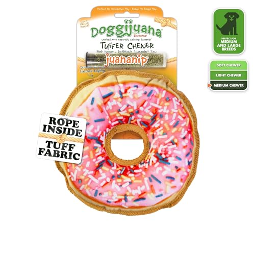 Juguete Interactivo para Perros Doggijuana Rosquilla Recargable con Zacate Gatera Orgánica Calmante Natural
