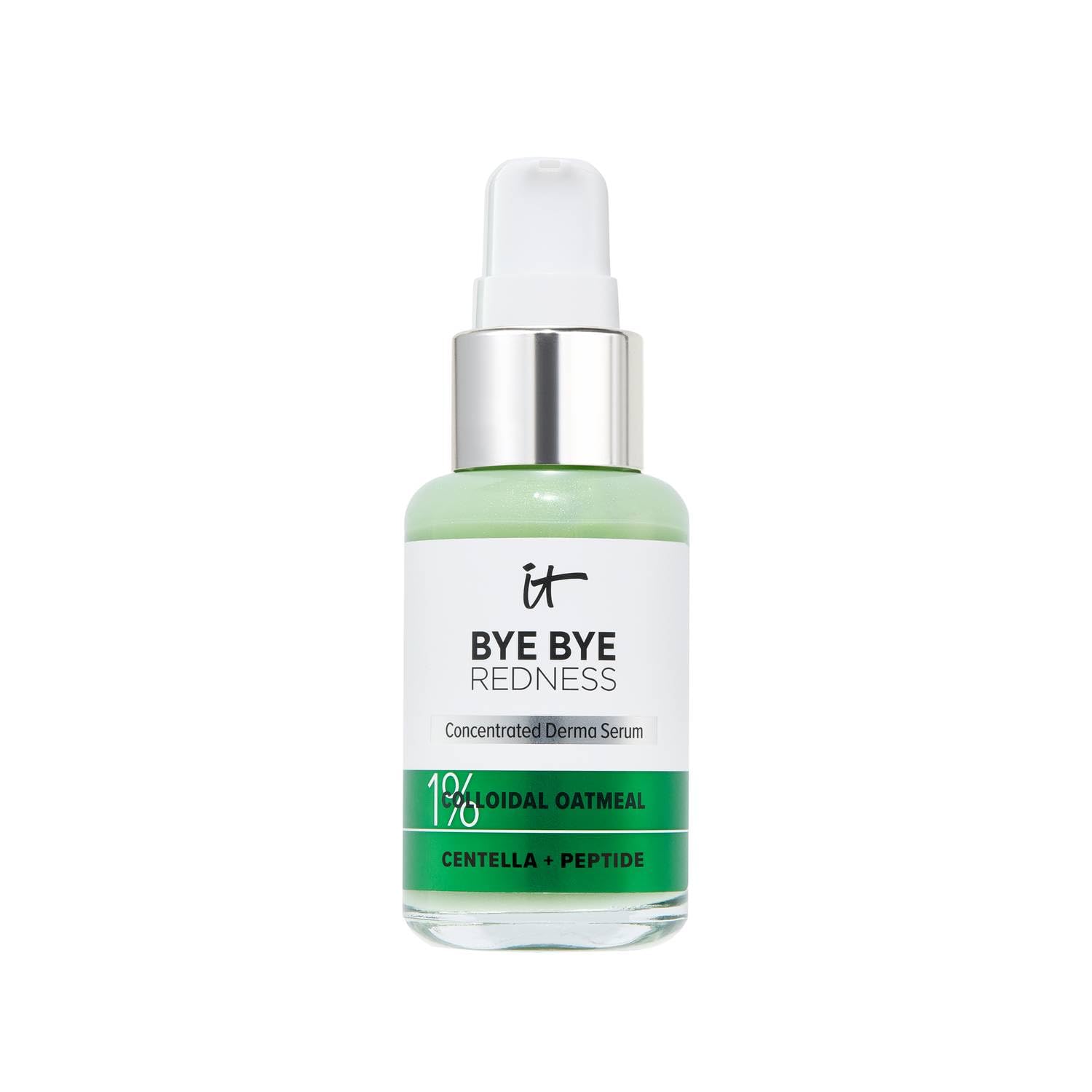 It Cosmetics Bye bye Redness, Serum, Suero Facial Hidratante y Calmante, Neutraliza Instantáneamente el Enrojecimiento Facial, 1% Avena Coloidal, Centella, Péptido y Niacinamida, 30 ml