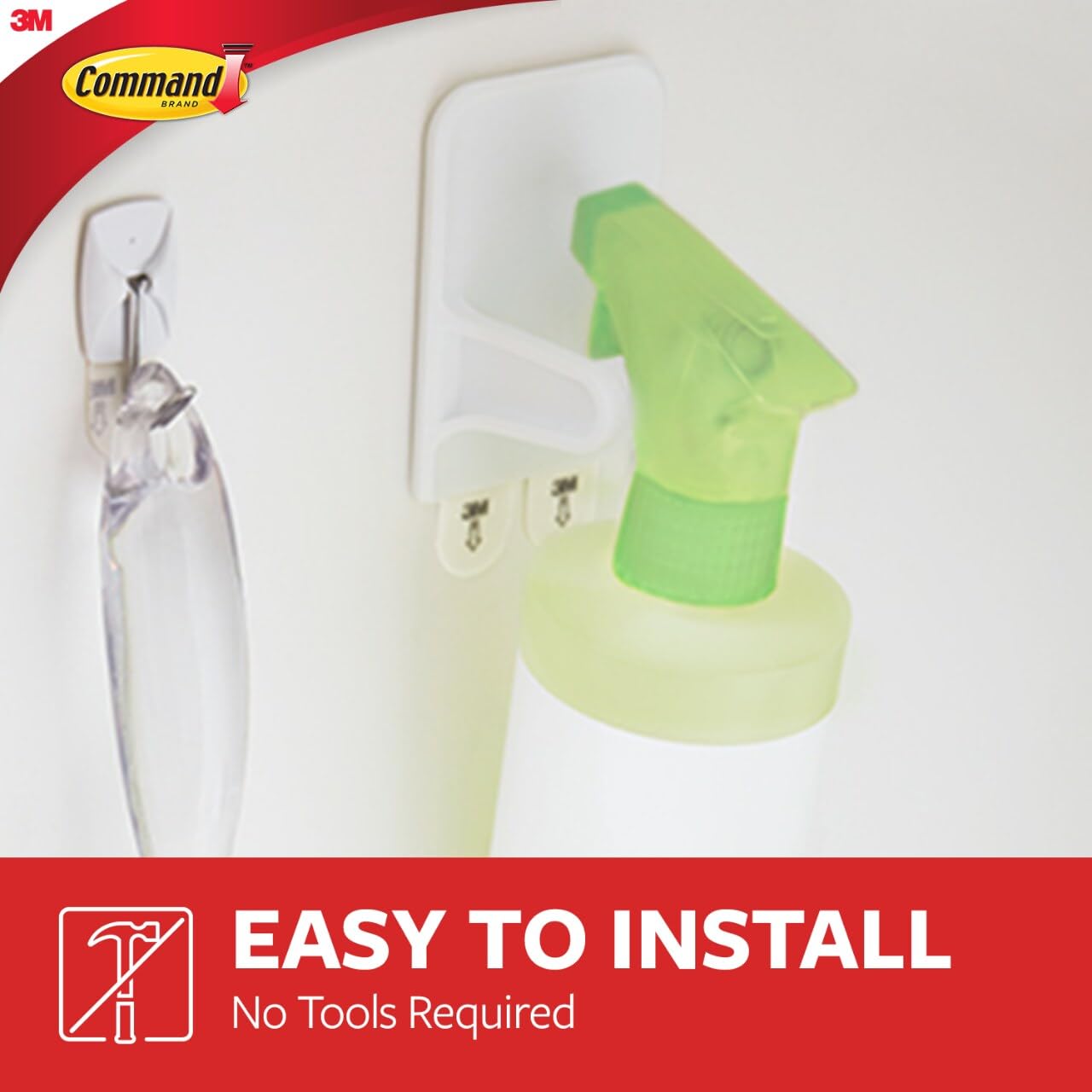 Command 17009-ES - Colgador para botella rociadora, 1 unidad, 2 tiras grandes, 2 Hangers