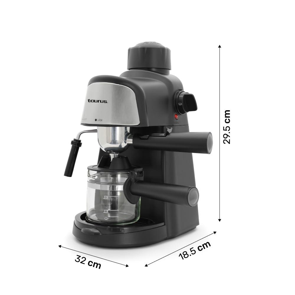 Cafetera Taurus Viena Negra con Espumador de Leche y Jarra de Vidrio 240 ml