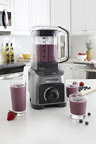Hamilton Beach Licuadora profesional de 1500 W, silenciosa con jarra de 32 oz sin BPA y 4 programas, plateado (58870)