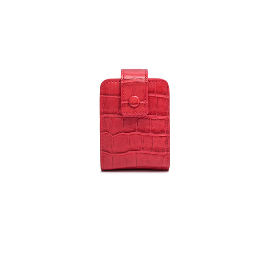 PORRASSO Estuche para Lápiz Labial con Espejo Estuche para Pintalabios Mini Bolsa de Maquillaje Portátil Almacenamiento PU Bolsa de Cosméticos Rojo