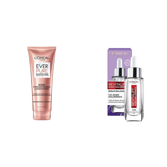 L'Oreal Paris Ever Pure Acondicionador Bond Libre de Sulfatos 200ml + Serum Facial Anti Arrugas Acido Hialuronico Revitalift