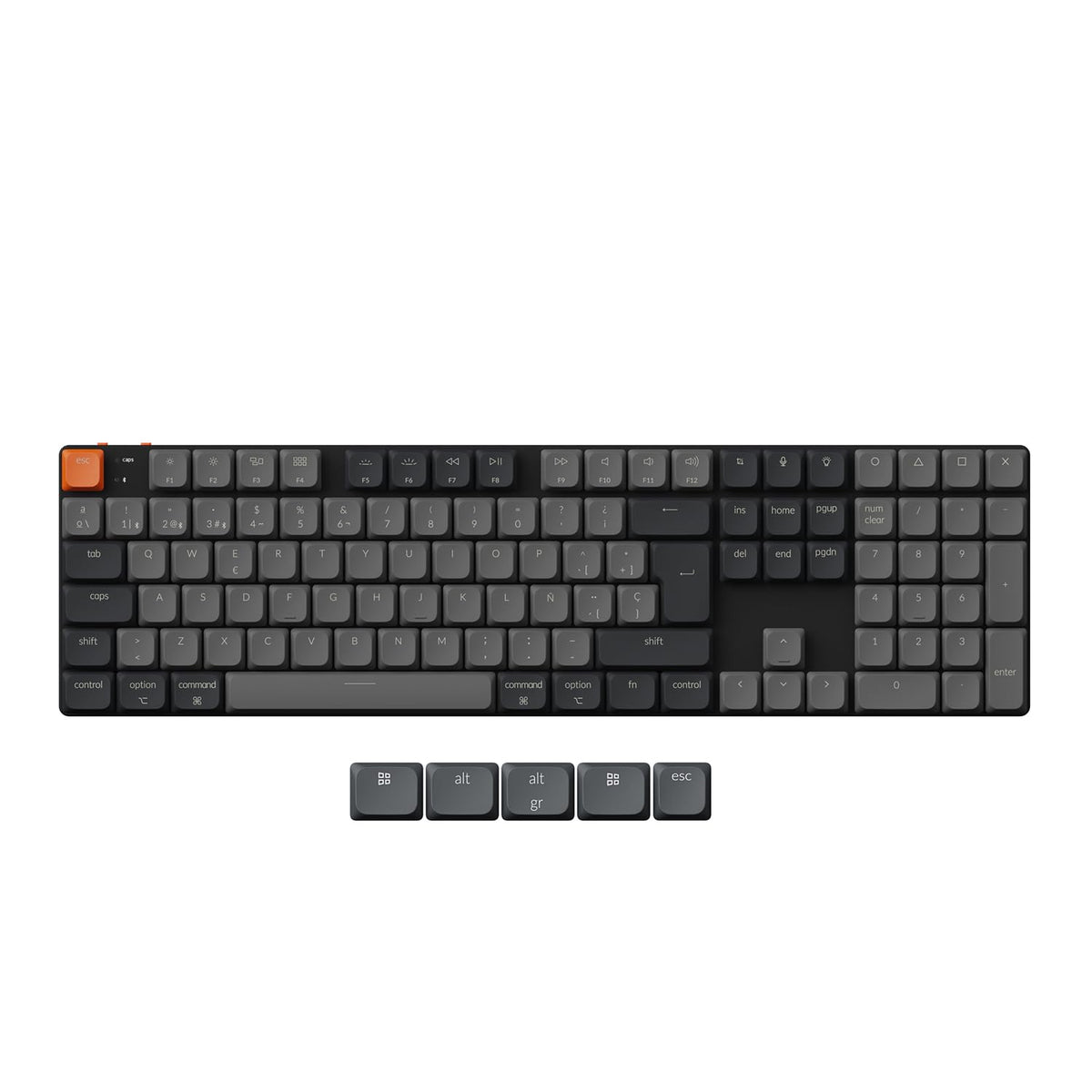 Teclado Mecánico Keychron K5 QMK Ultradelgado LED Blanca Bluetooth Interruptores Rojos 104 Teclas para Mac/Windows/Linux ES Layout Versión 2