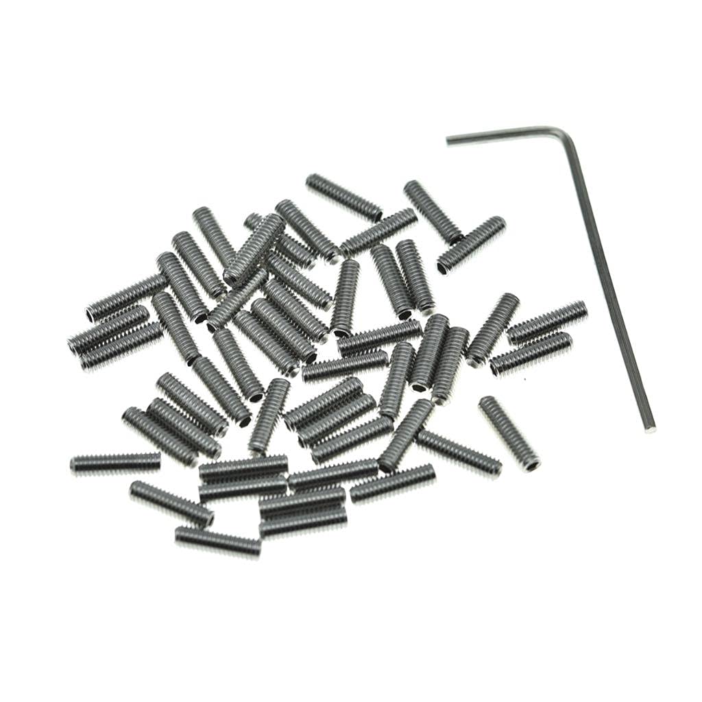 KAISH 50 tornillos de ajuste de altura para puente de guitarra M3 x 10 de acero inoxidable para Fender Strat/Tele