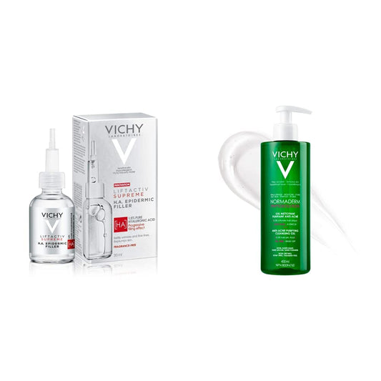 Vichy Ha epidermic filler: serum anti arrugas de acido hialuronico + Gel Limpieza Rostro Anti-imperfecciones Normaderm Phytosolution