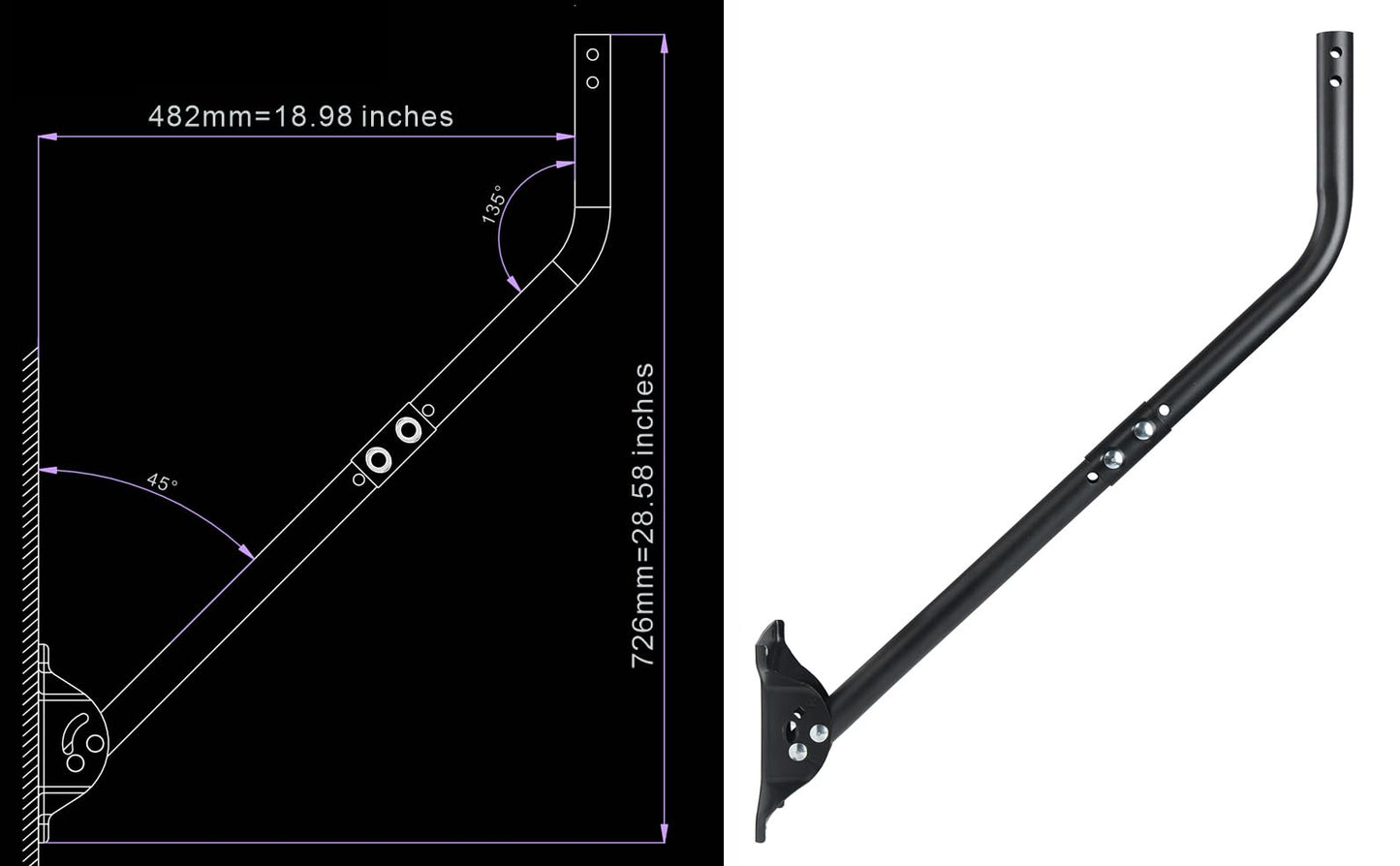 Soporte de antena ajustable para exteriores – Soporte universal en J para antena y estación meteorológica – Fácil instalación, estructura sólida, resistente a la intemperie (diámetro 1 1/4 pulgadas
