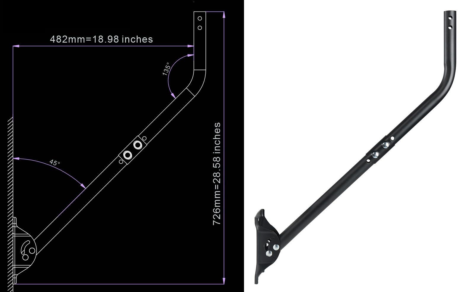 Soporte de antena ajustable para exteriores – Soporte universal en J para antena y estación meteorológica – Fácil instalación, estructura sólida, resistente a la intemperie (diámetro 1 1/4 pulgadas