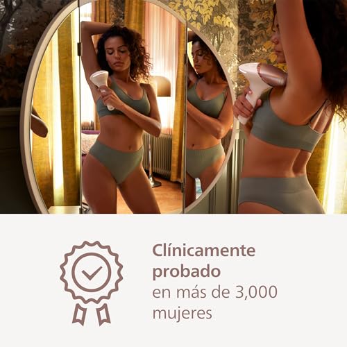 Philips Lumea Prestige Depiladora IPL, Tecnología Sense IQ, Luz Pulsada, con cable, 4 Cabezales Inteligentes (Cuerpo, Bikini, Axilas y Cara) y SmartSkin Sensor, incluye un Recortador Precisión, BRI949/50