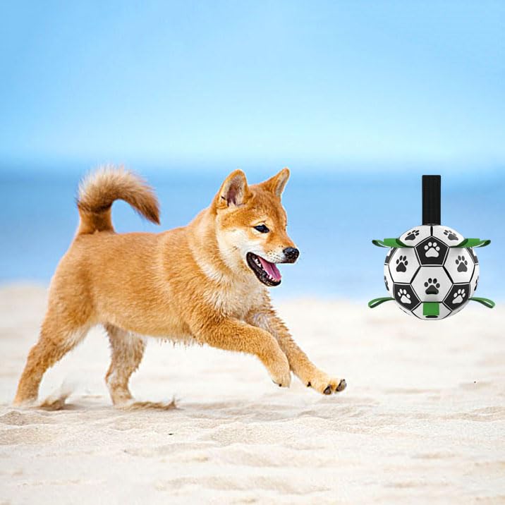 Juguete Interactivo FRANCISCO Palmas Balón de Fútbol Duradero con Pestañas de Agarre para Perros