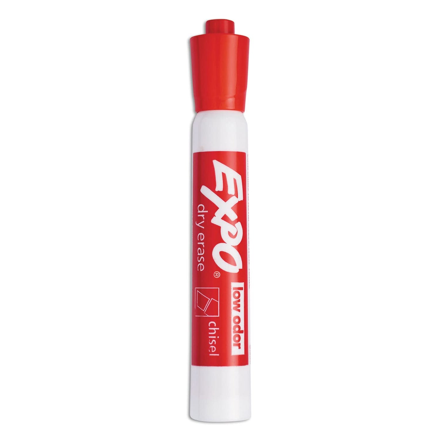 Expo Marcadores de borrado en seco con poco olor., Cincel, Rojo, 12-Count