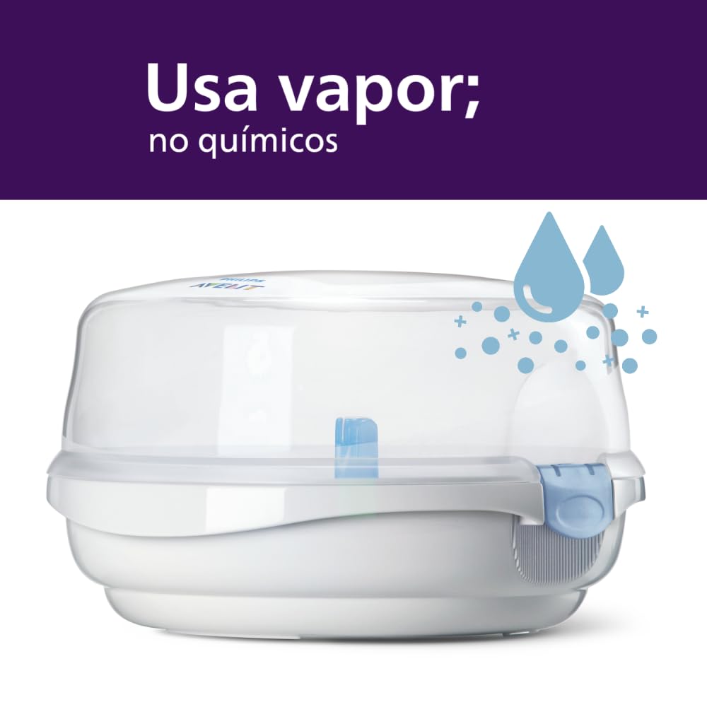 Set Esterilizador de Microondas Philips Avent Natural Response con Biberones Decorados y Chupones para Bebé