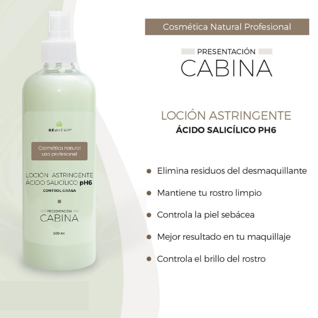 Loción facial astringente antiacné con ácido salicílico 500 ml