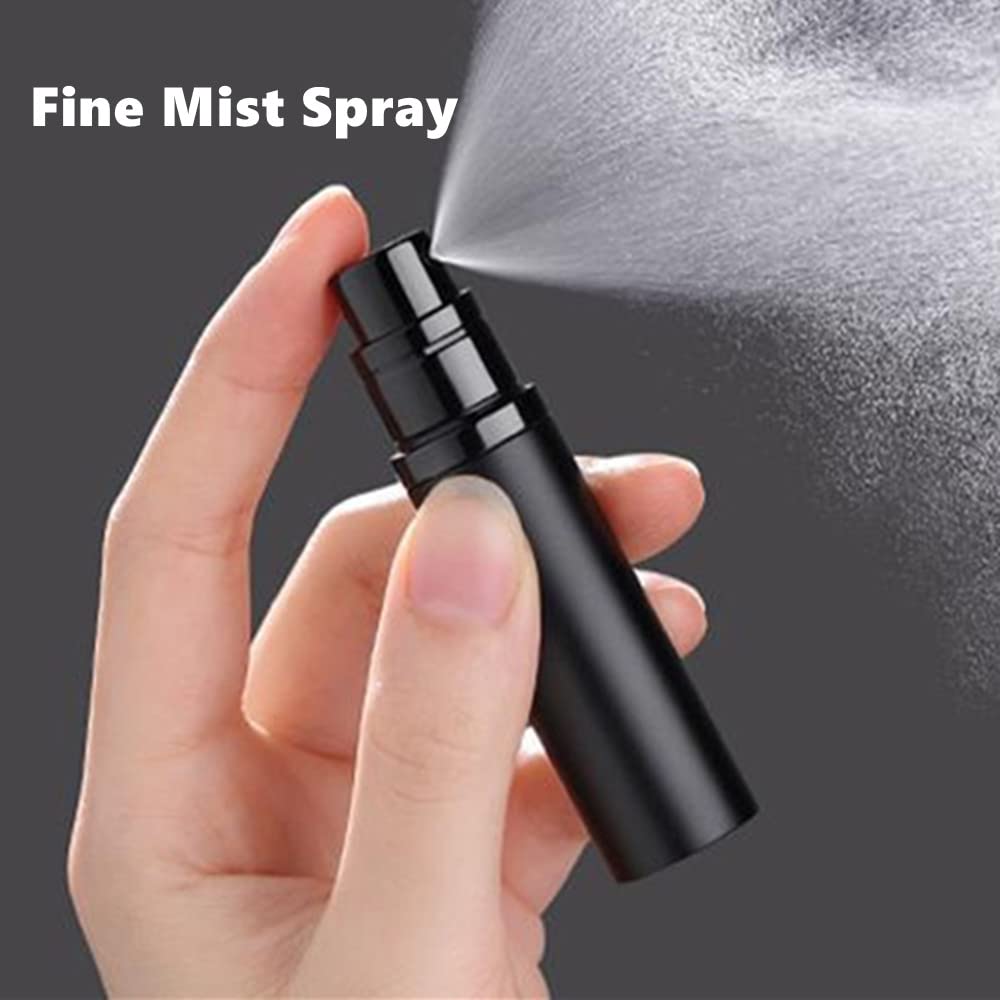 Aurdox Vaporizador de perfume portátil tamaño viaje botella de perfume dispensador atomizador con bomba para hombre y mujer 5 ml/negro