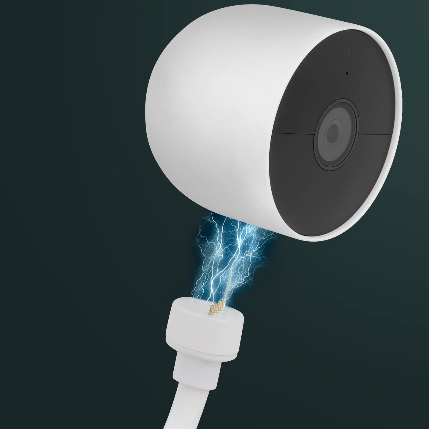 iTODOS Paquete de 2 cables de carga resistentes a la intemperie de 3m/10 pies para Google Nest Cam interior o exterior, batería - Cable de alimentación plano para exteriores para cámara Nest con
